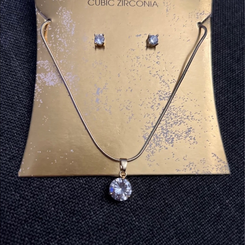 Cubic Zirconia Earring & Necklace Set